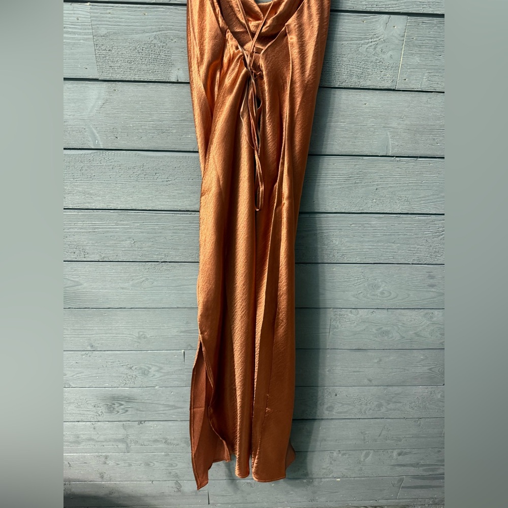 NWT ASOS Bronze Rust Satin Slip Dress Sz 10 Cocktail Party Wedding Date Night - Picture 7 of 14